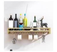DHNDSDP Botellero de Pared con Soporte para Copas Invertidas Marco Metálico con Almacenamiento de Utensilios de Vino Botelleros Comercial Pintura Horneada a Alta Temperatura(Gold,23.6x7.9x3.3)