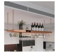 DHNDSDP Botellero de Pared con Soporte para Copas Invertido Botelleros de Acero Inoxidable Acabado Cepillado Altura Ajustable Estantes Acrílicos Instalación Sencilla Gran(Rose Gold,39.4x13.8)