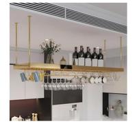 DHNDSDP Botellero de Pared con Soporte para Copas Invertido Botelleros de Acero Inoxidable Acabado Cepillado Altura Ajustable Estantes Acrílicos Instalación Sencilla Gran(Gold,47.2x13.8)