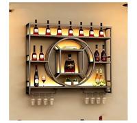 DHNDSDP Botellero de Pared con Soporte para Copas Invertido Botelleros de Hierro Forjado H80 Cm (31,5") Diseño Geométrico Acabado con Recubrimiento en Polvo Construcción(Black,47.2x7.9x31.5)