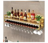 DHNDSDP Botellero de Pared con Soporte para Copas Invertido Estructura Hierro Forjado Diseño Dos Niveles Botelleros Bar Amplio Espacio Almacenamiento Construcción una Sola Pieza(Gold,23.6x9.8x10.6)