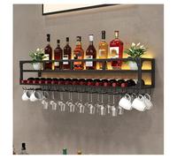 DHNDSDP Botellero de Pared con Soporte para Copas Invertido Estructura Hierro Forjado Diseño Dos Niveles Botelleros Bar Amplio Espacio Almacenamiento Construcción una Sola Pieza(Black,31.5x9.8x10.6)