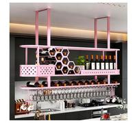 DHNDSDP Botellero de Pared con Soporte para Copas Invertido Estructura Metálica Barandilla de Seguridad Elevada Botelleros Comercial Acabado Al Horno a Alta Temperatura Incorpora(Pink,47.2x11.8)