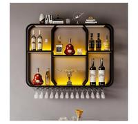 DHNDSDP Botellero de Pared con Soporte para Vasos montado al revés Bordes Redondeados Estructura Hierro Forjado Botelleros para Bar H80 cm (31,5") Acabado Recubrimiento en Polvo(Black,39.4x7.9x31.5)