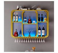 DHNDSDP Botellero de Pared con Soporte para Vasos montado al revés Bordes Redondeados Estructura Hierro Forjado Botelleros para Bar H80 cm (31,5") Acabado Recubrimiento en Polvo(Gold,47.2x7.9x31.5)