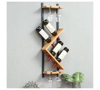 DHNDSDP Botellero de Pared Construcción de Madera Maciza Y Hierro Forjado Botelleros en Ángulo Incluye Almacenamiento Invertido para Copas Ganchos Ocultos Tubos Alta Resistencia(Left-9.8x5.1x37.4)