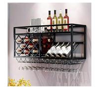 DHNDSDP Botellero de Pared de Estilo Industrial en Hierro Forjado con Acabado en Pintura en Polvo Botelleros Comercial con Diseño Rectangular en Forma de Rombos Y Estante(Black,39.4x11.8x17.7)