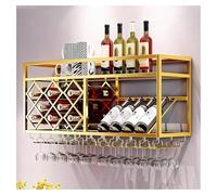 DHNDSDP Botellero de Pared de Estilo Industrial en Hierro Forjado con Acabado en Pintura en Polvo Botelleros Comercial con Diseño Rectangular en Forma de Rombos Y Estante(Gold,39.4x11.8x17.7)