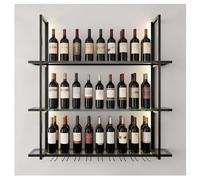 DHNDSDP Botellero de Pared de Estilo Industrial Estructura de Acero Al Carbono Estantes de Vidrio Templado Botelleros Comerciales H120 Cm (47,2") Iluminación LED con Espacio(Black,39.4x9.8x47.2)