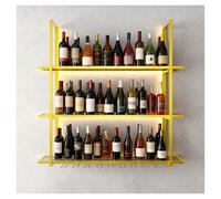 DHNDSDP Botellero de Pared de Estilo Industrial Estructura de Acero Al Carbono Estantes de Vidrio Templado Botelleros Comerciales H120 Cm (47,2") Iluminación LED con Espacio(Gold,39.4x9.8x47.2)