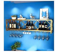 DHNDSDP Botellero de Pared Estructura de Hierro Forjado con Diseño Geométrico en Forma de Rombos Botelleros Doméstico Mueble de Doble Nivel para Botellas Y Copas Incluye(Gold,23.6x9.8x17.7)