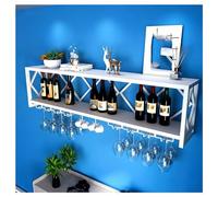 DHNDSDP Botellero de Pared Estructura de Hierro Forjado con Diseño Geométrico en Forma de Rombos Botelleros Doméstico Mueble de Doble Nivel para Botellas Y Copas Incluye(White,23.6x9.8x17.7)