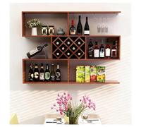 DHNDSDP Botellero Montado en La Pared con Soporte para Copas Colgantes Compartimentos para Botelleros Estante para Vino en el Hogar Diseño Geométrico Almacenamiento por Secciones(Teak)