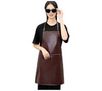 DHNDSDP Delantal Impermeable, Delantales de Cocina de Cuero, con Cordón Ajustable para El Cuello Y Bolsillos, L75 Cm, para Repostería, Restauración, Limpieza Y Jardinería