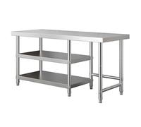 DHNDSDP Mesa de Trabajo Cocina Tres Niveles Taller con Espacio para Botellas Gas Estantes Almacenamiento Estructura Reforzada Patas Ajustables Alta Capacidad Carga