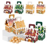 Dhnvcud 24 cajas de regalo de Navidad de jengibre, cajas de galletas de dulces de Navidad con asa, para regalos de fiesta de Navidad, baby shower, 4 diseños