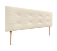 DHOME Cabecero Cabezales de Cama Acolchado Capitoné 8cm de Grosor Cabezal tapizado ACUALINE Tela y Polipiel Cabeceros de Cama Matrimonio e Individual (Polipiel Vainilla, 135x115cm (Camas 120/135/140))