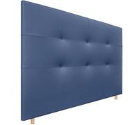 DHOME Cabecero, Cabezales de Cama Capitoné hasta el Suelo. Cabezal tapizado ACUALINE Tela y Polipiel. Cabeceros de Cama Matrimonio e Individual (Polipiel p.Azul, 145cm (Camas 120/135/140))