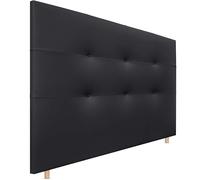 DHOME Cabecero, Cabezales de Cama Capitoné hasta el Suelo. Cabezal tapizado ACUALINE Tela y Polipiel. Cabeceros de Cama Matrimonio e Individual (Polipiel Negro, 145cm (Camas 120/135/140))