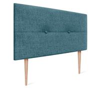 DHOME Cabecero de Lino Natural con Botones Cabezal Tapizado Cama Dormitorio Moderno Top Trending (Lino Turquesa, 90x105cm (80/90))