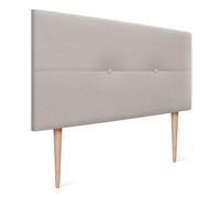 DHOME Cabecero de Lino Natural con Botones y Patas de Madera Cabezal Tapizado Cama Dormitorio Moderno Top Trending (Lino Natural, 110x105cm (105))