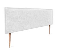 DHOME Cabecero de Lino Natural Liso con Ribete Cabezal Tapizado Cama Dormitorio Moderno Top Trending (Blanco, 150x105cm con Patas (Camas 150/160))