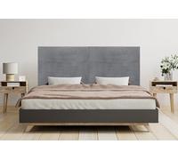 DHOME Cabecero de Pana Liso hasta el Suelo con 8cm de Grosor Cabezal Tapizado Cama Dormitorio Moderno Top Trending (Gris Oscuro, 210cm Dual)