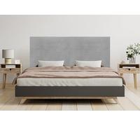 DHOME Cabecero de Pana Liso hasta el Suelo con 8cm de Grosor Cabezal Tapizado Cama Dormitorio Moderno Top Trending (Gris, 180cm Dual)