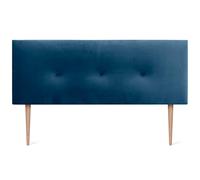 DHOME Cabecero de Terciopelo Liso con Botones y Patas Alta Gama Moderno Cabezal Tapizado Cama Lujo Dormitorio Acolchado (Azul, 160cm)