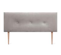 DHOME Cabecero de Terciopelo Liso con Botones y Patas Alta Gama Moderno Cabezal Tapizado Cama Lujo Dormitorio Acolchado (Beige, 135cm)