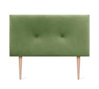 DHOME Cabecero de Terciopelo Liso con Botones y Patas Alta Gama Moderno Cabezal Tapizado Cama Lujo Dormitorio Acolchado (Verde Selva, 90cm)