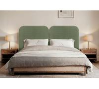 DHOME Cabecero Suelo Curvo Tapizado de Pana, Esquinas Redondeadas, Cabezal Tapizado Cama Dormitorio Moderno Top Trending (Verde Selva, 180cm Dual)