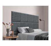 DHOME Cabecero Tapizado Compuesto de Paneles Autoadhesivos Intercambiables Serie Luxury Edition Cama Lujo Dormitorio Acolchado (Silver Ebony, 140cm)