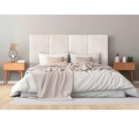 DHOME Cabecero Tapizado en Tejido Luxury Antimanchas Diseño Modular Vertical Autoadhesivo Cabezal Cama Dormitorio Acolchado (Ethnic White, 180cm, Altura 80cm, x4)