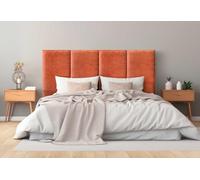 DHOME Cabecero Tapizado Lana Ecológica Lisa Antimanchas Diseño Modular Vertical Autoadhesivo Cabezal Cama Dormitorio Acolchado (Naranja, 140cm, Altura 135cm, x3)