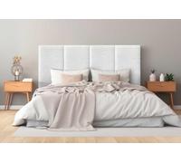DHOME Cabecero Tapizado Lana Ecológica Lisa Antimanchas Diseño Modular Vertical Autoadhesivo Cabezal Cama Dormitorio Acolchado (Blanco, 160cm, Altura 80cm, x4)