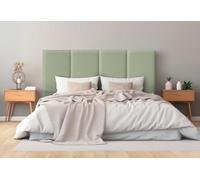 DHOME Cabecero Tapizado Lino Natural Liso Antimanchas Diseño Modular Vertical Autoadhesivo Cabezal Cama Dormitorio Acolchado (Verde, 190cm, Altura 80cm, x4)