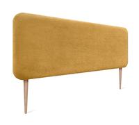 DHOME Cabecero Tapizado Liso Redondeado Pana Premium con Patas para Pared Acústicos Cabeceros Absorbentes Cabezal Cama Dormitorio (Mostaza, 145cm)
