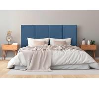 DHOME Cabecero Tapizado Polipiel Premium Antimanchas Diseño Modular Vertical Autoadhesivo Cabezal Cama Dormitorio Acolchado (Azul, 220cm, Altura 135cm, x5)