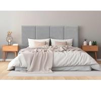 DHOME Cabecero Tapizado Tela Aqualine Premium Antimanchas Diseño Modular Vertical Autoadhesivo Cabezal Cama Dormitorio Acolchado (Gris, 100cm, Altura 80 cm, x3)