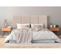 DHOME Cabecero Tapizado Tela Aqualine Premium Antimanchas Diseño Modular Vertical Autoadhesivo Cabezal Cama Dormitorio Acolchado (Beige, 160cm, Altura 135 cm, x4)