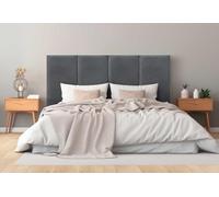 DHOME Cabecero Tapizado Terciopelo Liso Antimanchas Diseño Modular Vertical Autoadhesivo Cabezal Cama Dormitorio Acolchado (Gris Ceniza, 200cm, Altura 80cm, x4)