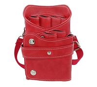 Dhongf Bolsa de Tijeras para Peluquero Bolsa de Herramientas para Peluquero Profesional Bolsa de Tijeras de peluquería Bolsa de peluquería PU Cuero Bandolera 281 Rojo