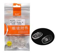 Dhoptical (25 pares) de almohadillas para la nariz de silicona suave a presión y rosca (rosca, 12 mm)