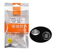 Dhoptical Cy014 - Almohadillas circulares para la nariz (25 pares) con tornillo a presión en material suave (9 mm)