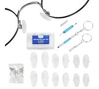 Dhoptical Kit de reparación de lentes, 6 pares de almohadillas de nariz para gafas con tornillos, micro destornillador y caja de almacenamiento especial