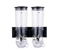 DHQCQL Dispensador de cereales, montaje en pared, doble hermético, con tapa y 2 recipientes, dispensador de cereales para alimentos secos, cereales, harina, azúcar (negro)