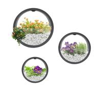 DHQCQL Macetero colgante, jarrones de pared modernos, 3 unidades macetas colgantes para pared, maceta redonda, montaje en pared para plantas de interior, plantas artificiales, flores (negro