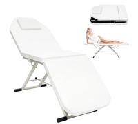 DHQCQL Mesa de masaje plegable, camilla de masaje de 3 niveles con cojín, 180 x 60 x 60 cm, cama de masaje portátil para fisioterapia, tatuaje y spa, hasta 250 kg (blanco)