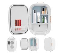 DHQCQL Skincare Frigorífico de 12 L, nevera con control de temperatura, 220 V CA/12 V, cosméticos, frigorífico, pequeño, para dormitorio, cosméticos, leche materna, hasta 60 grados Celsius (blanco)